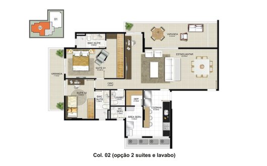 Col 02 (opção 2 suítes e lavabo)